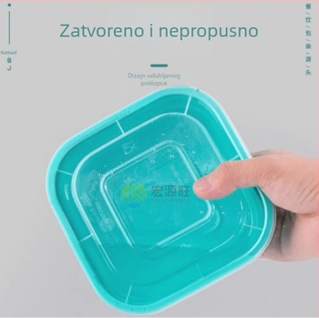 Jednokratna četvrtasta plastična kutija za obrok s poklopcem, mikrovalna sigurna, mogućnost tiskanja logotipa