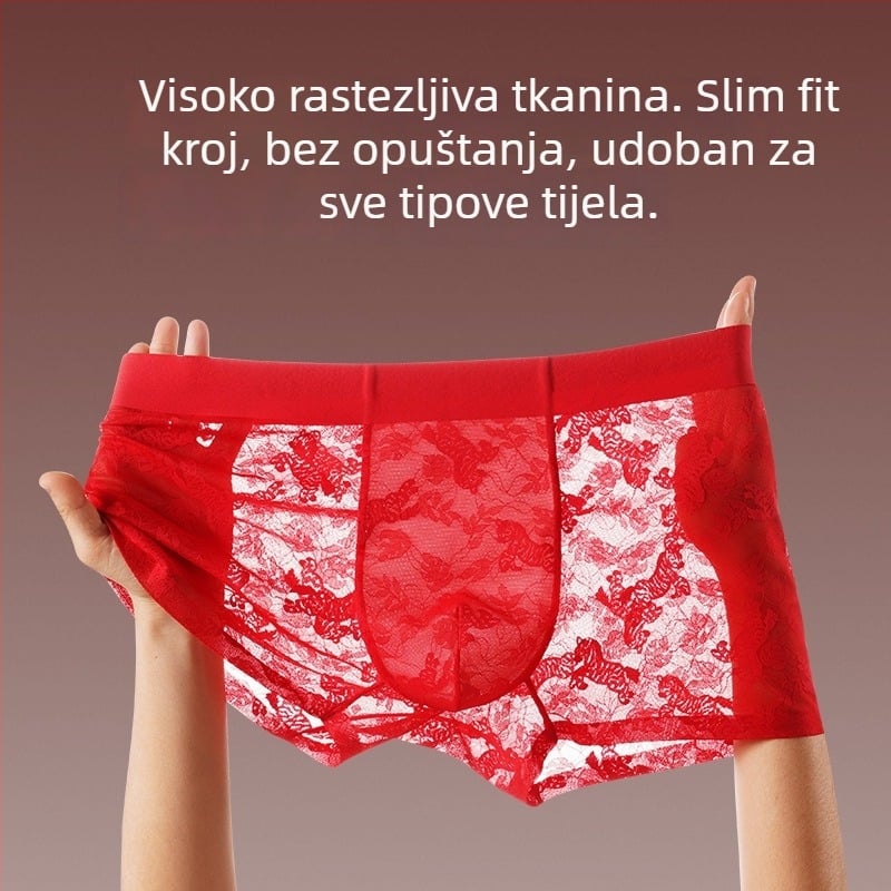 Zebrov uzorak jacquard čipke, 10A antibakterijski, miris kamelije, hidratizirana mulberry svila, muške bokserice
