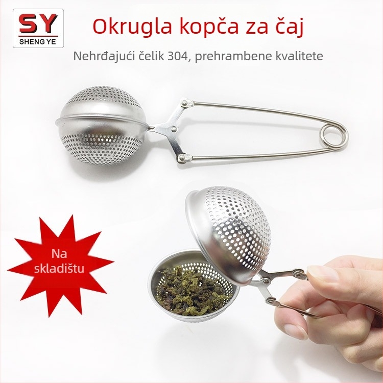 Kuglični čajni infuzor od 304 nehrđajućeg čelika, s užetom za ručku, filtr za čajne listiće