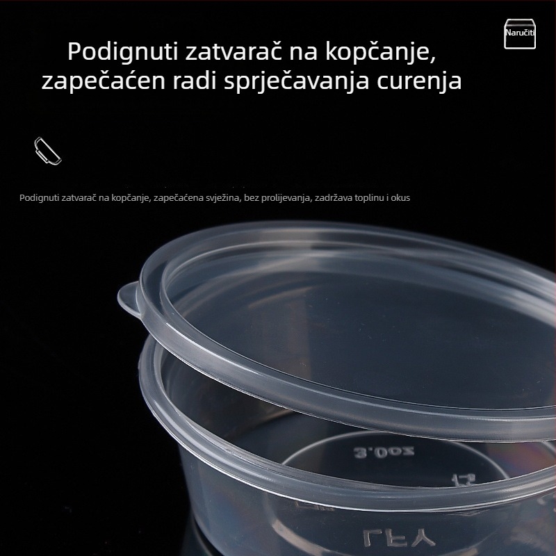 Jednokratne posude za umak različitih veličina za ponijeti i umakanje, plastična kutija za obrok