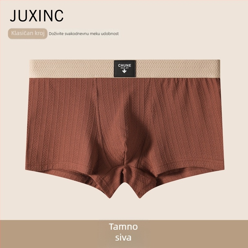 Muške pamučne boxer gaćice s prugama – uski kroj, prozračnost, srednja visina struka, retro stil