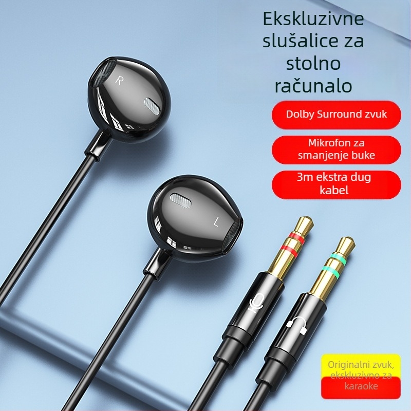 ACZ V6 žično in-ear slušalice s mikrofonom, kabel 2m/3m, 3,5 mm priključak