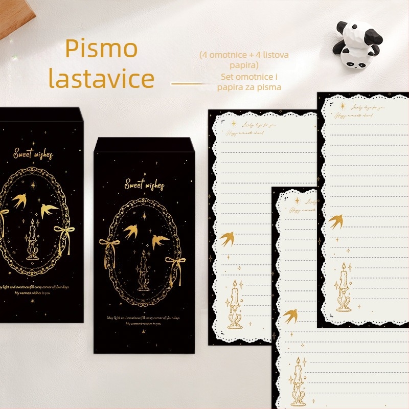 Set pisama s 4 koverti i 4 lista za ručno pisanje, romantična priznanja i blagoslovi