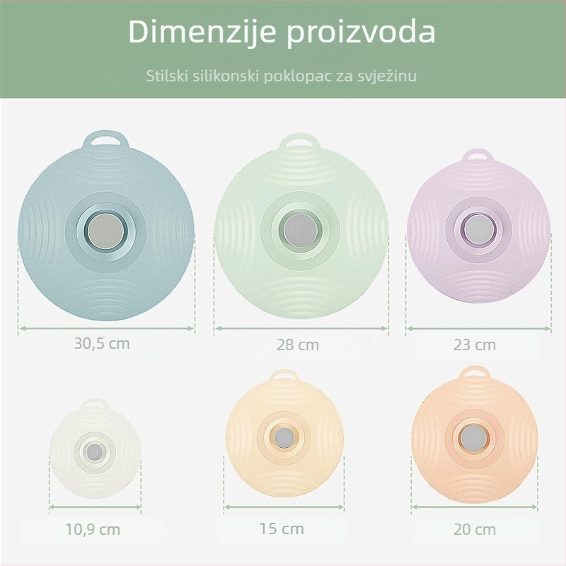 Silikonski poklopci za šalice i zdjele, prehrambene kvalitete, univerzalni set od 5 komada, očuvanje svježine, otporni na prašinu i sigurni za mikrovalnu