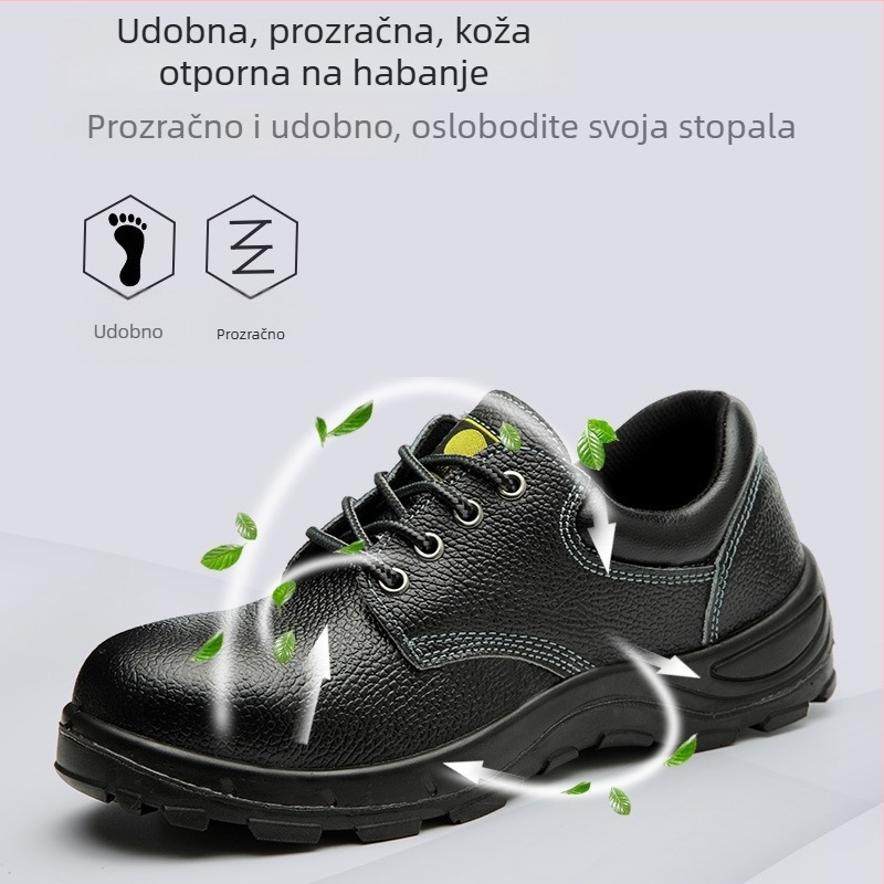 Zaštitne cipele od teleće kože s zaštitom od udara, probijanja i statičkog naboja; otporne na habanje, protuklizne, otporne na ulja te kiseline i lužine