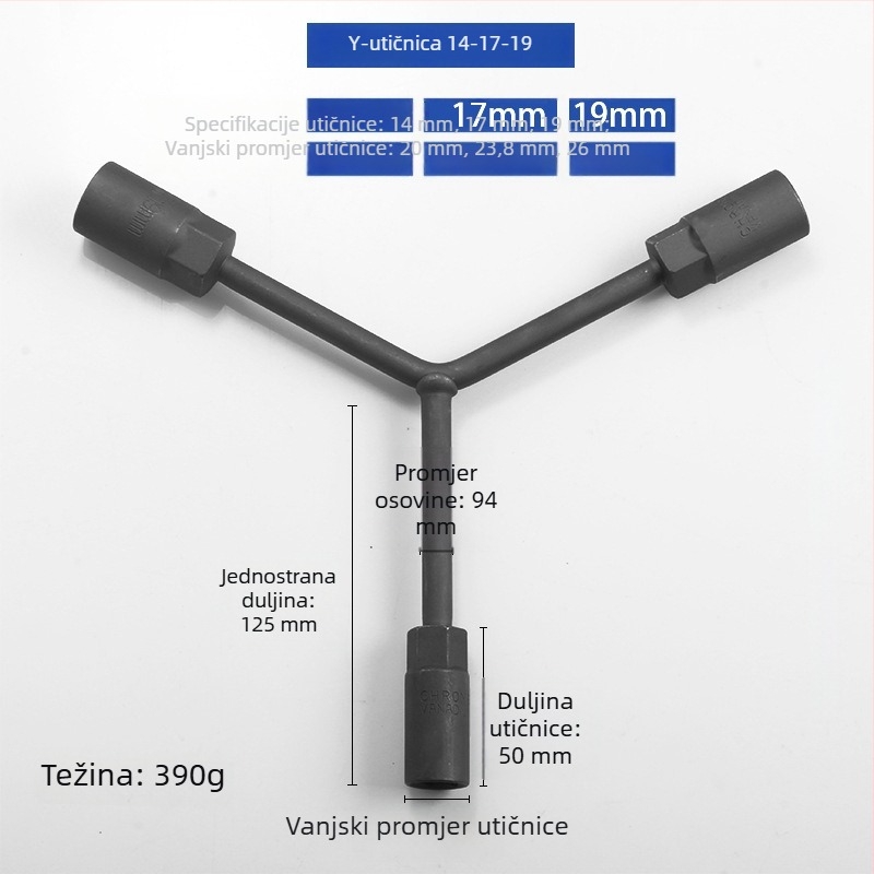 Set T-ključeva za popravak automobila i motocikla, produžena T-ručka, vanjski šesterokutni ključ 6-19 mm