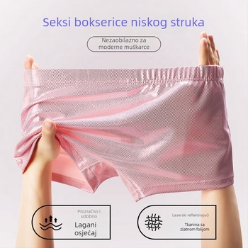 Muške bokserice od najlona s folijskim zlatnim sjajem, mekane i udobne, prozračne, sportsko donje rublje