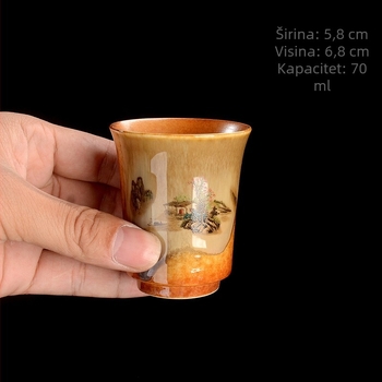 Today Fengtang keramička šalica za čaj s drvenim pečenjem, dizajn krajine, oblik zvona, mirisna šalica, jedna šalica za degustaciju čaja, retro kućni dodaci