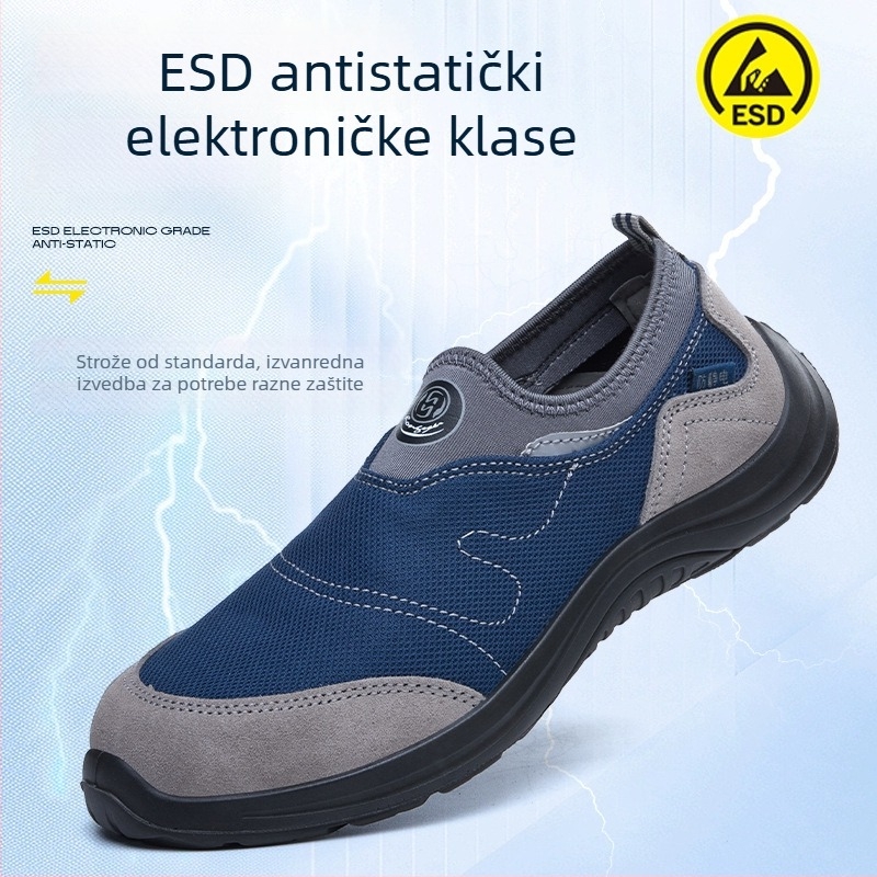 Antistaticke zaštitne cipele, unisex, lagane, prozračne, otporne na habanje, s čeličnim prstom, niskog kroja, udobne radne cipele za radionice i gradilišta