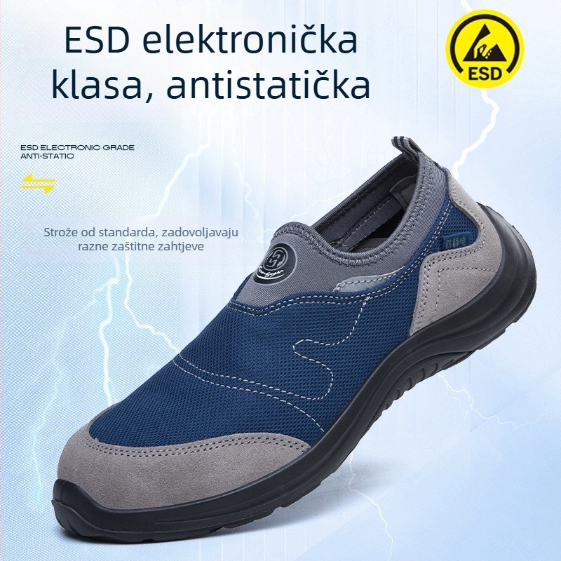Antistaticke zaštitne cipele, unisex, lagane, prozračne, otporne na habanje, s čeličnim prstom, niskog kroja, udobne radne cipele za radionice i gradilišta