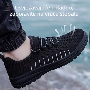 Muške radne cipele s prozračnim Fly-Knit gornjim dijelom, čelična zaštita prstiju, otporne na udar i proboj, protiv mirisa, odvlažuju vlagu