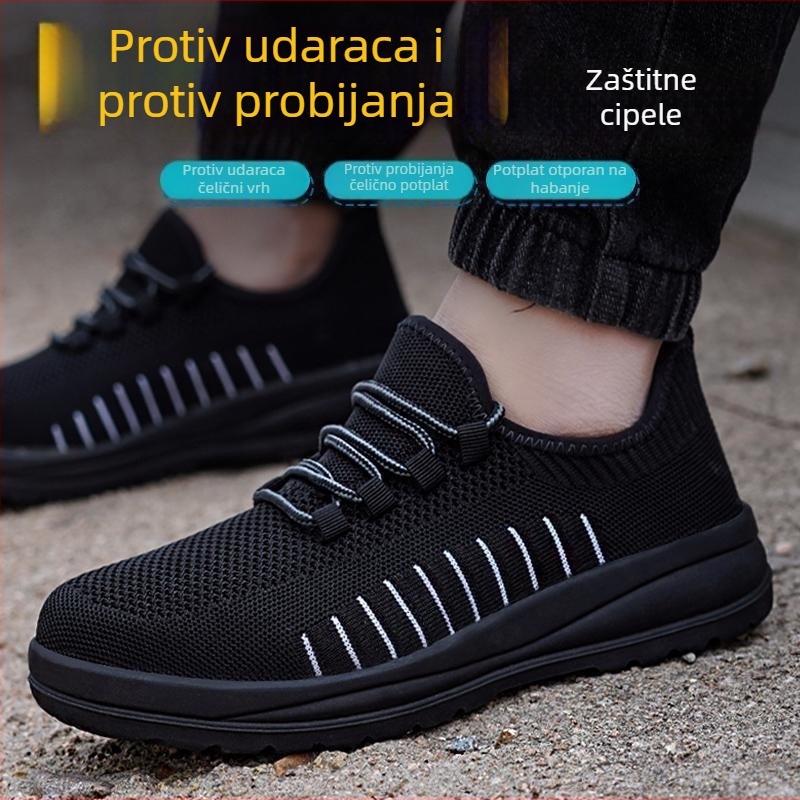 Muške radne cipele s prozračnim Fly-Knit gornjim dijelom, čelična zaštita prstiju, otporne na udar i proboj, protiv mirisa, odvlažuju vlagu