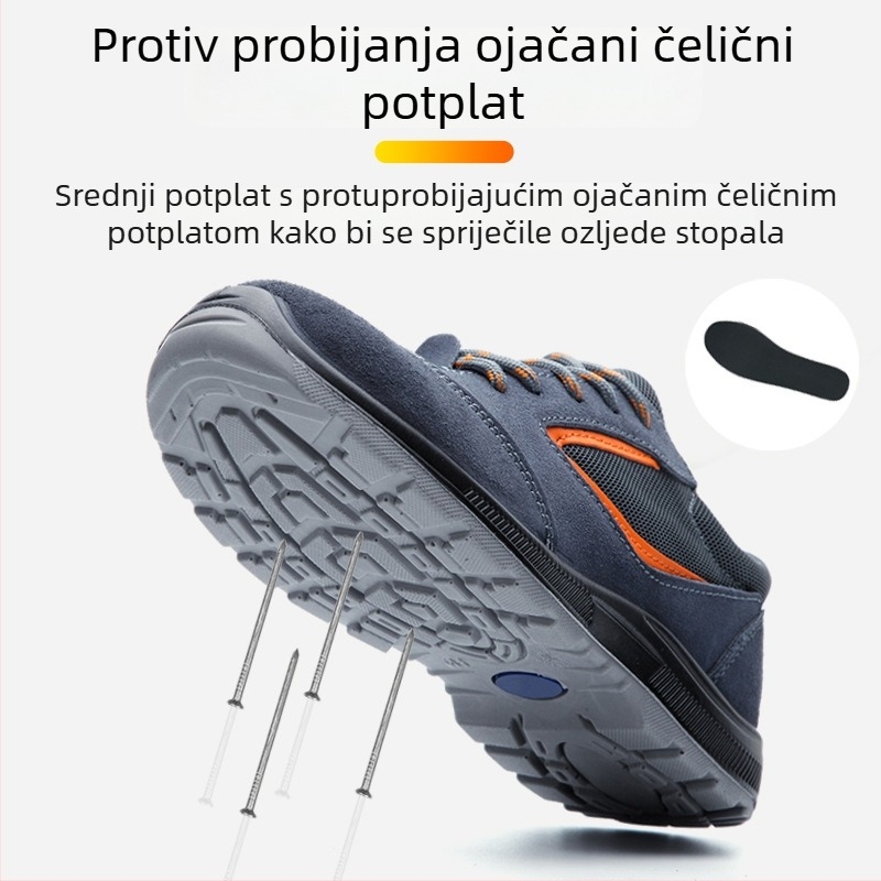 Muške antistatične sigurnosne cipele s čeličnom kapom, otporne na udarce, perforacije i klizanje, otporne na habanje, cjelogodišnje sigurnosne cipele