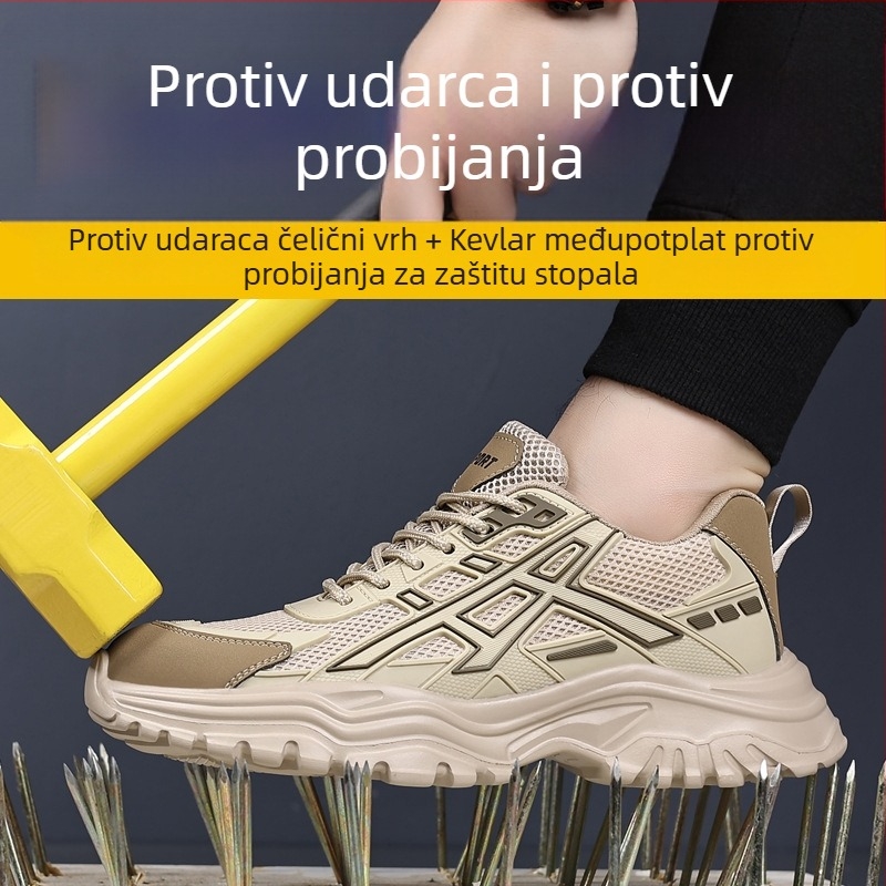 Muške prozračne sigurnosne cipele s čeličnim vrhom, zaštita od udara i probijanja, lagane