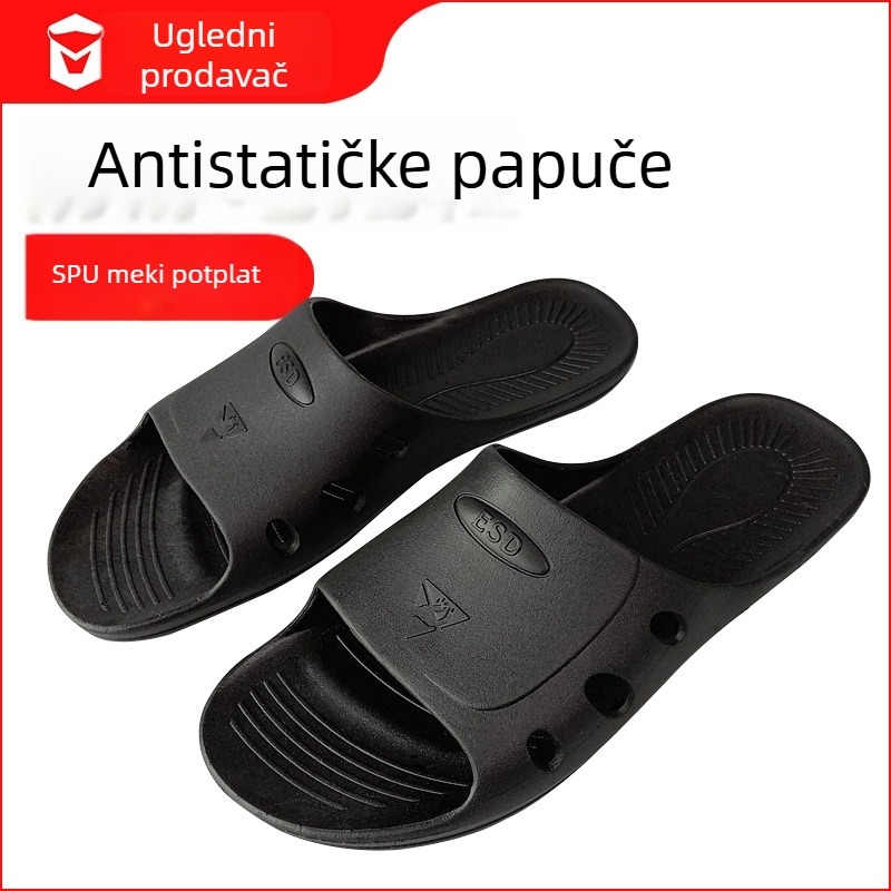 SPU antistatične radne papuče, crne, s šest rupa, udoban mekani potplat