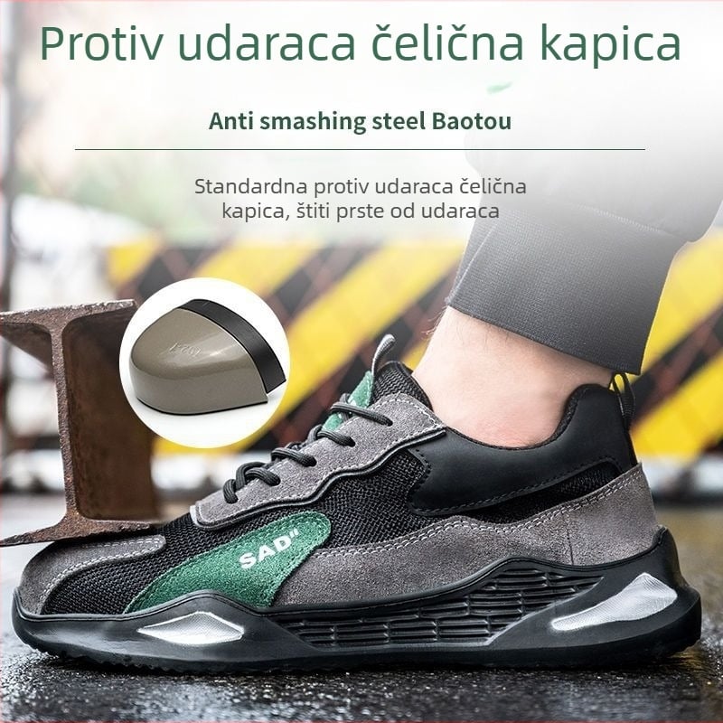 Muške lagane ljetne prozračne radne cipele s čeličnim prstom, zaštita od udara i probijanja, novi model