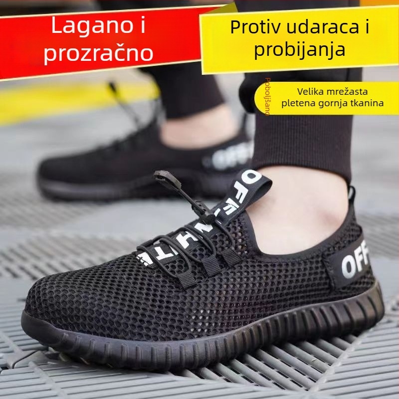 Letne sigurne tenisice s niskim krojem i mrežastim gornjim dijelom, čelična kapica, zaštita od udara i probijanja, protivklizne, lagane zaštitne obuće za muškarce i žene