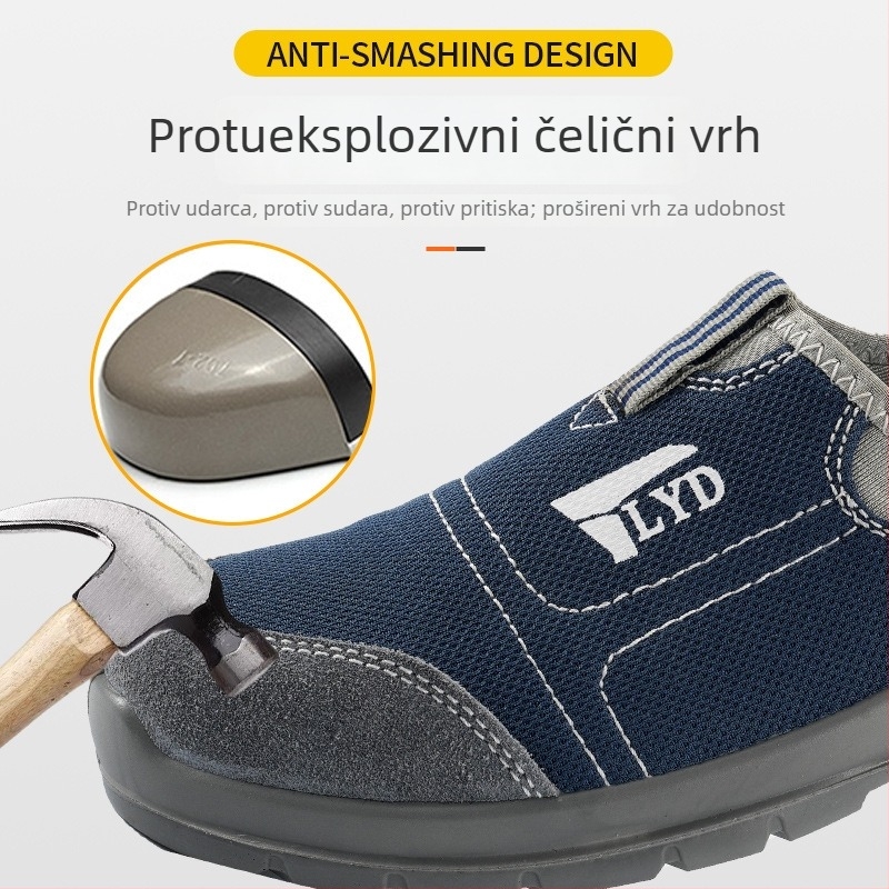 Slip-on antistatične zaštitne radne cipele, otporne na udarce i probijanje, prozračne, lagane, protuklizne, s čvrstim potplatom, muške cipele