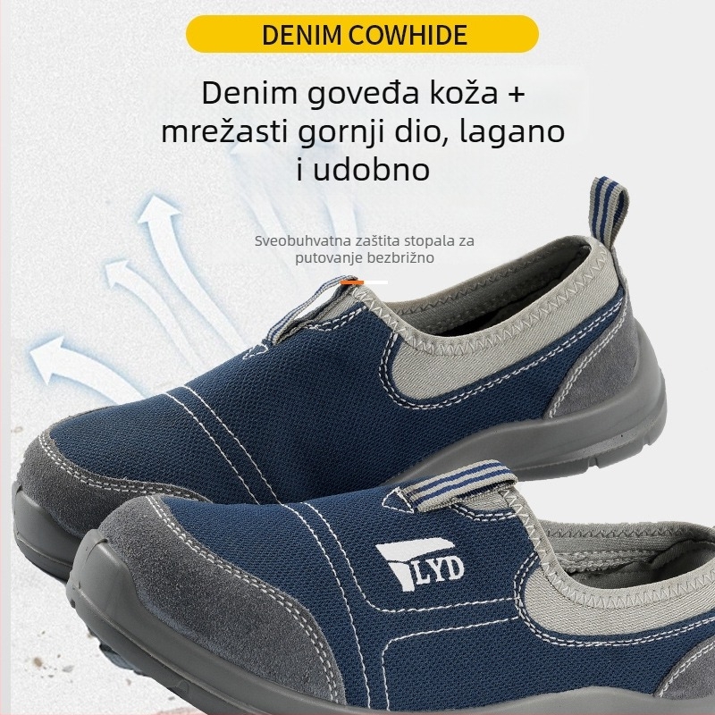 Slip-on antistatične zaštitne radne cipele, otporne na udarce i probijanje, prozračne, lagane, protuklizne, s čvrstim potplatom, muške cipele