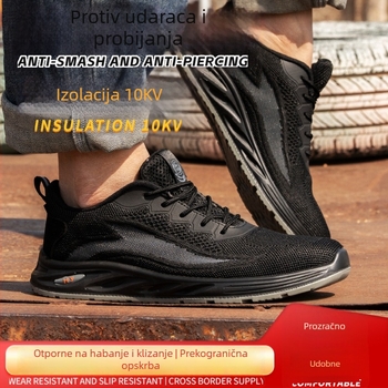 Prozračne izolirane zaštitne radne cipele s Flyknit mrežom, otporne na udarce i probijanje, lagane elektrikarske radne cipele, protuklizne i otporne na habanje.