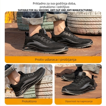 Prozračne izolirane zaštitne radne cipele s Flyknit mrežom, otporne na udarce i probijanje, lagane elektrikarske radne cipele, protuklizne i otporne na habanje.