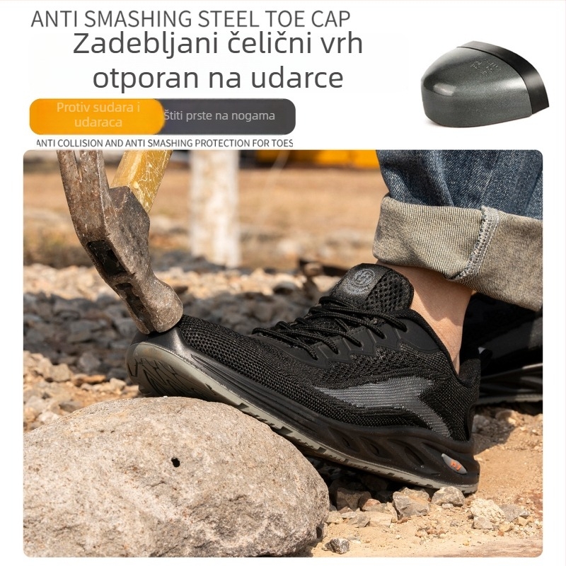 Prozračne izolirane zaštitne radne cipele s Flyknit mrežom, otporne na udarce i probijanje, lagane elektrikarske radne cipele, protuklizne i otporne na habanje.