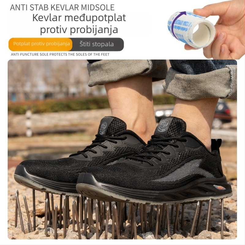 Prozračne izolirane zaštitne radne cipele s Flyknit mrežom, otporne na udarce i probijanje, lagane elektrikarske radne cipele, protuklizne i otporne na habanje.