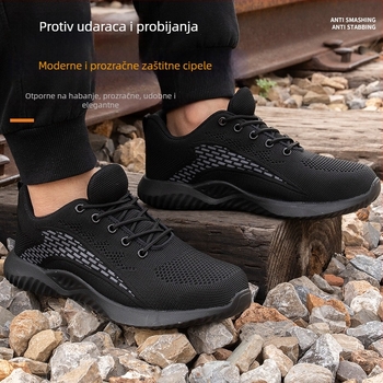 Ljetne prozračne sigurnosne cipele s mrežastim gornjim dijelom, zaštita od udara i probijanja, lagane i udobne, s čeličnim prstom, za muškarce na gradilištima