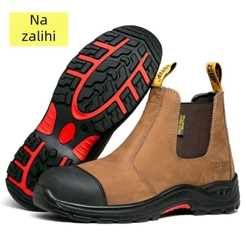 Muške sigurnosne cipele Slip-On Chelsea, s čeličnim vrhom, zaštita od udara i probijanja, kravlja koža, injekcijski đon