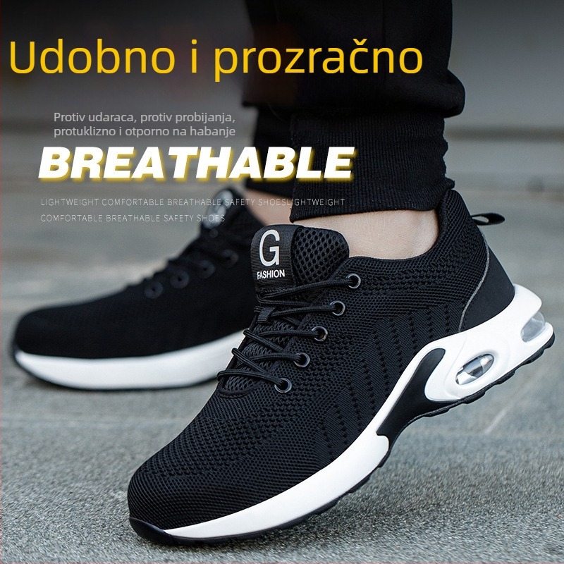 Muške cipele za zaštitu s čeličnom prstom, otpornima na udarac i probijanje, lagane za sva četiri godišnja doba, Flyknit gornji dio