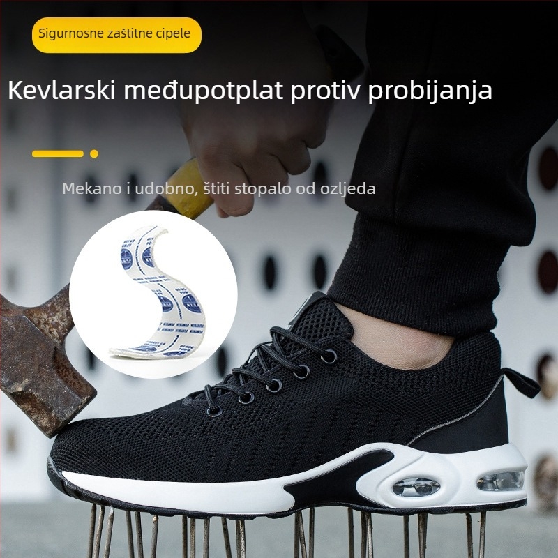 Muške cipele za zaštitu s čeličnom prstom, otpornima na udarac i probijanje, lagane za sva četiri godišnja doba, Flyknit gornji dio