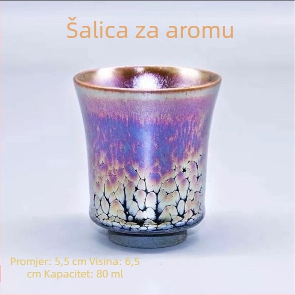 Šalica za čaj Jianyang Shuiji Jianzhan, keramika s nerafiniranom mineralnom glazom i zlatnim kapljicama