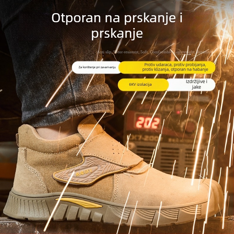Muške cipele za sigurnost za zavarivanje s izolacijom, zaštita od topline, udaraca i probijanja; od semiša i platna.