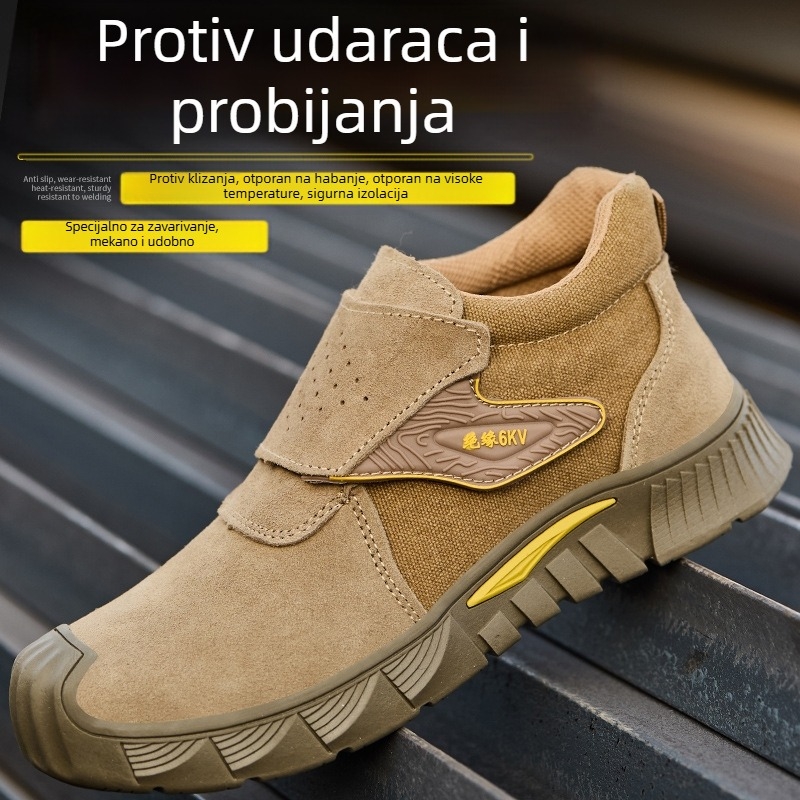 Muške cipele za sigurnost za zavarivanje s izolacijom, zaštita od topline, udaraca i probijanja; od semiša i platna.