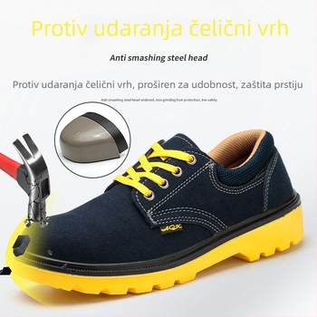 Sigurnosne cipele otporne na udarce i probijanje, sve sezone, niski kroj, plave, koža mikrovlakana