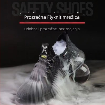 Muške prozračne sigurnosne cipele s otpornošću na klizanje, udarce i probijanje, čelična kapica – lagane radne cipele za gradilište