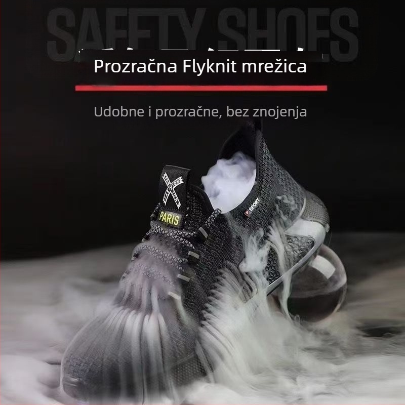 Muške prozračne sigurnosne cipele s otpornošću na klizanje, udarce i probijanje, čelična kapica – lagane radne cipele za gradilište