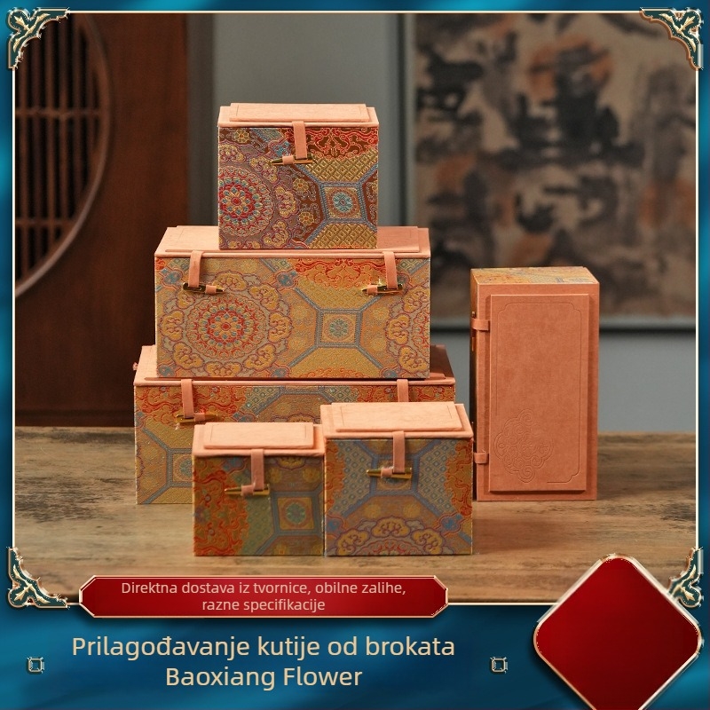 Luksuzna poklon kutija, Zisha čajnik, brokatna kutija za pohranu, porculanski set za čaj, poklopac šalice, zdjela i majstorska šalica (prazna kutija)