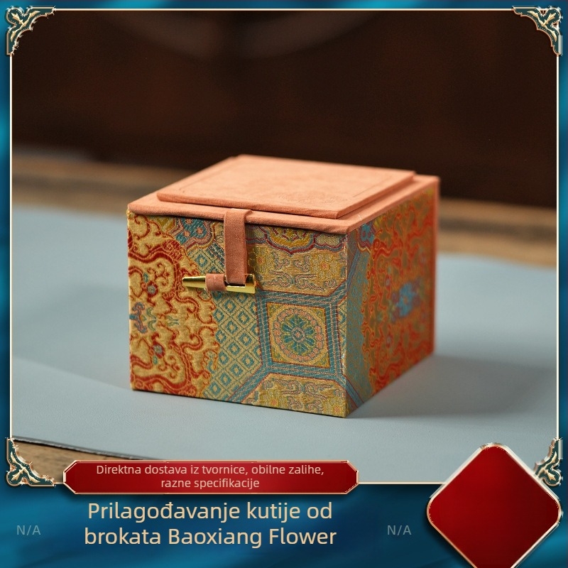 Luksuzna poklon kutija, Zisha čajnik, brokatna kutija za pohranu, porculanski set za čaj, poklopac šalice, zdjela i majstorska šalica (prazna kutija)