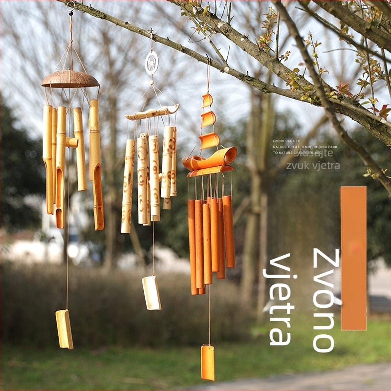Ručni bambusni vanjski zvončić – vintage viseća dekoracija za vrata i prozore, DIY