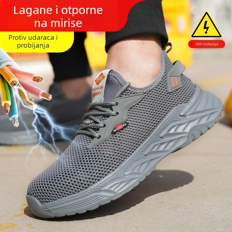 Muške ljetne sigurnosne cipele, prozračne, s čeličnim prstom, izolirane, anti miris, lagane, zaštita od udara i probijanja