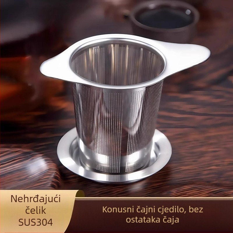 Nehrđajući čelični konični filter za čaj s dvostrukim ušima, lako za čišćenje, za kućnu upotrebu