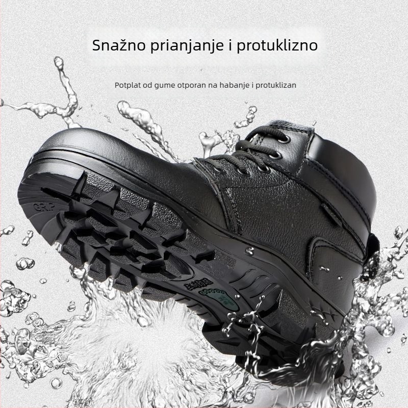 Visoke radne cipele od mikrovlaknaste kože, otporne na habanje, otporne na probijanje, s čeličnim vrhom