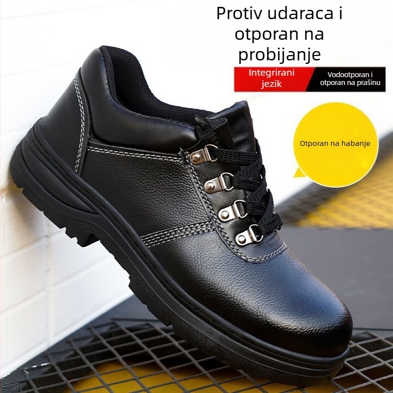 Muške sigurnosne cipele s čeličnom pločom i čeličnim vrhom, otpornost na udarac i probijanje, prozračne i lagane za ljeto na gradilištima