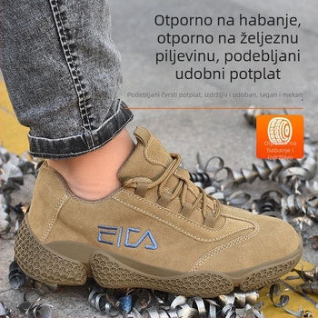 Muške cipele za sigurnost na radu, prava koža, čelični vrh, zaštita od udara i probijanja, lagane, otporne, protuklizne, prozračne