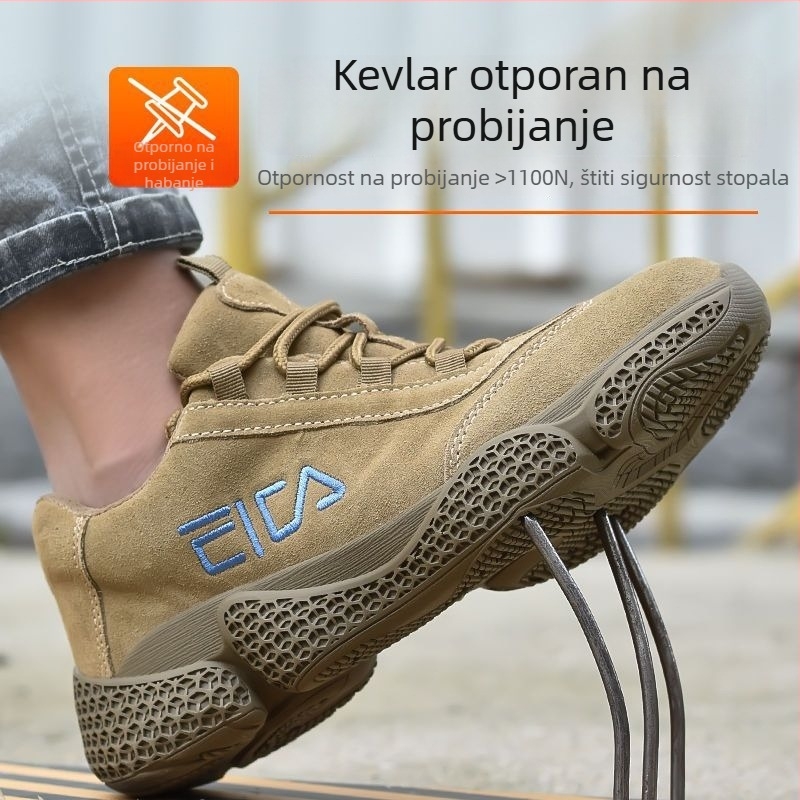 Muške cipele za sigurnost na radu, prava koža, čelični vrh, zaštita od udara i probijanja, lagane, otporne, protuklizne, prozračne