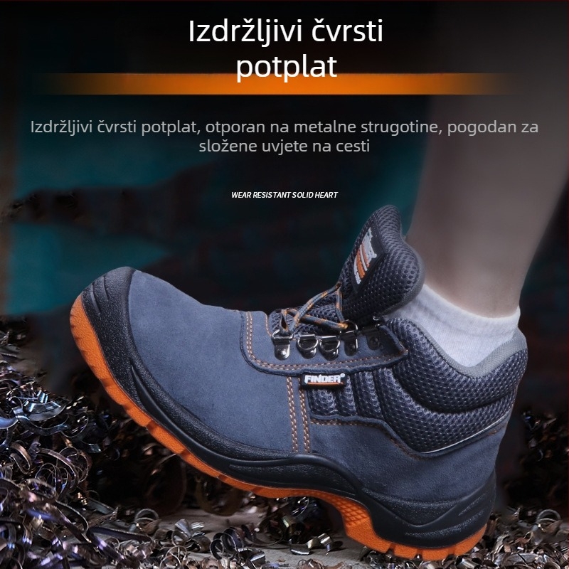 Narandžasto-crne sigurne PU kožne cipele s čeličnim prstom, otporne na udarce i proboje, izdržljive i udobne