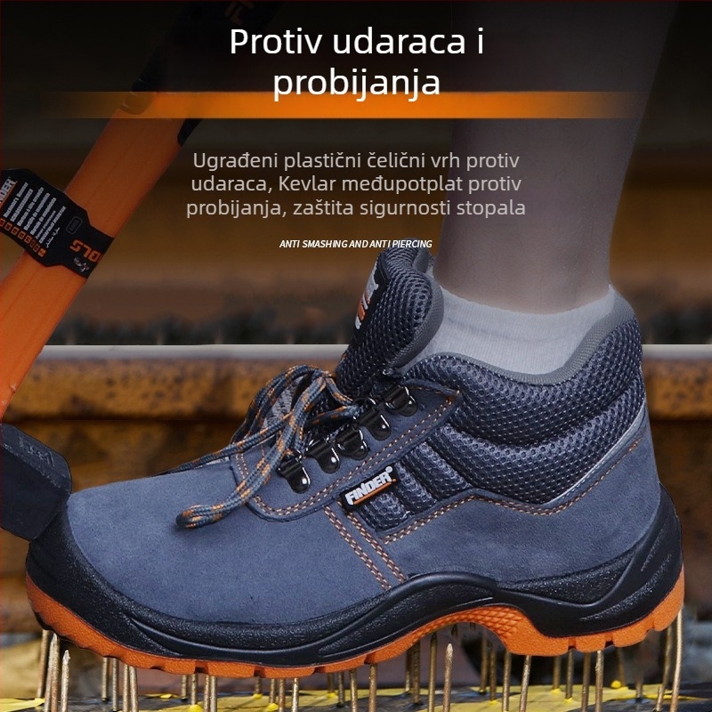 Narandžasto-crne sigurne PU kožne cipele s čeličnim prstom, otporne na udarce i proboje, izdržljive i udobne