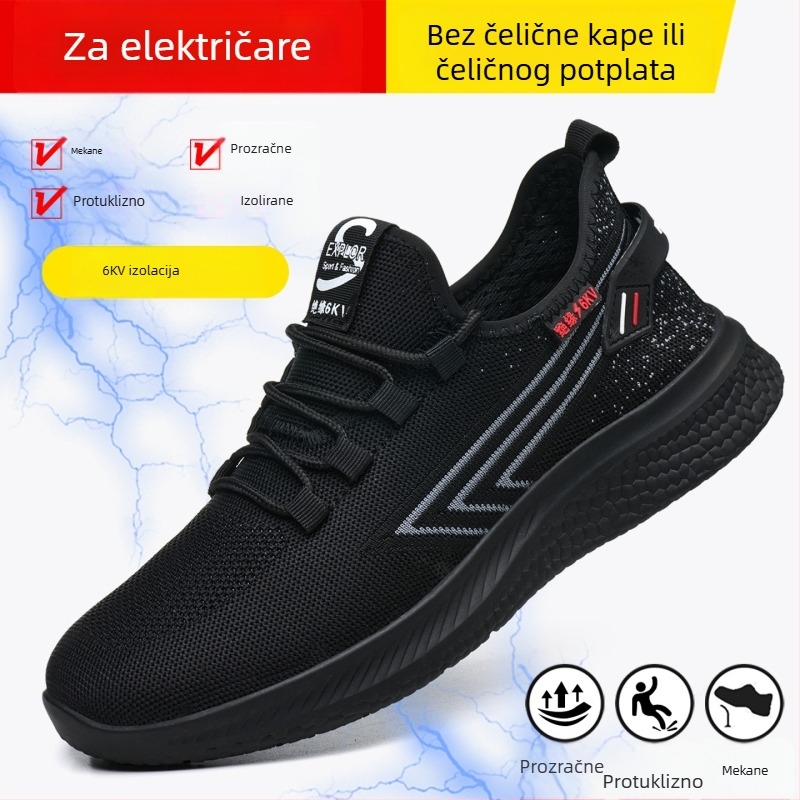 Bezmetalisne izolirane sigurnosne zaštitne cipele 6 kV, lagane i prozračne crne elektrikarske cipele s protukliznom i otpornošću na habanje đona