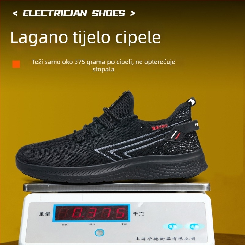 Bezmetalisne izolirane sigurnosne zaštitne cipele 6 kV, lagane i prozračne crne elektrikarske cipele s protukliznom i otpornošću na habanje đona